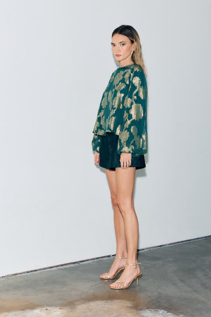 Giulia Metallic Jacquard Chiffon Blouse