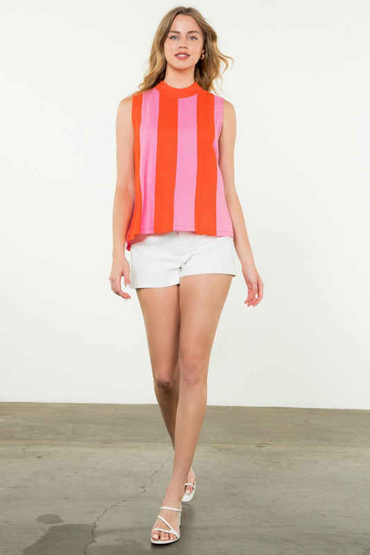 Sleeveless Colorblock Top - Orange