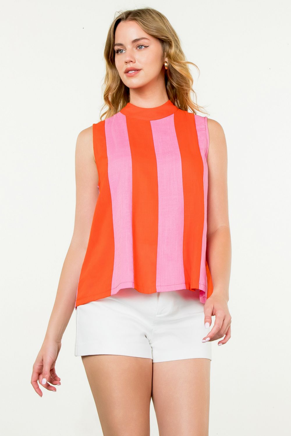 Sleeveless Colorblock Top - Orange