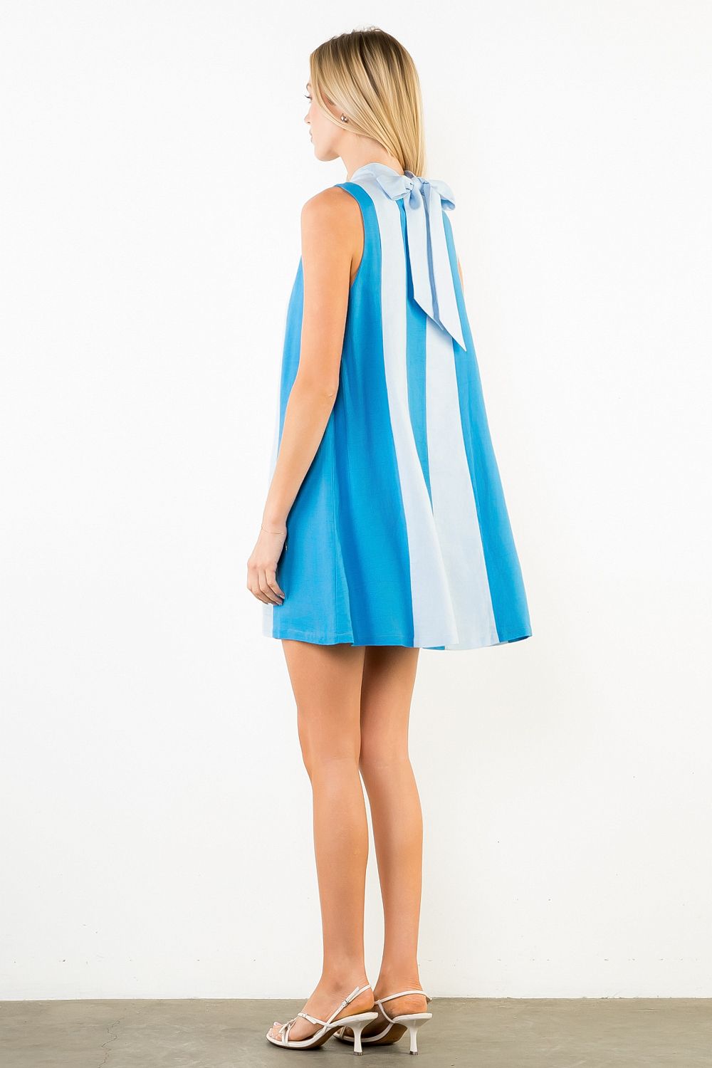 Sleeveless Colorblock Dress - Blue