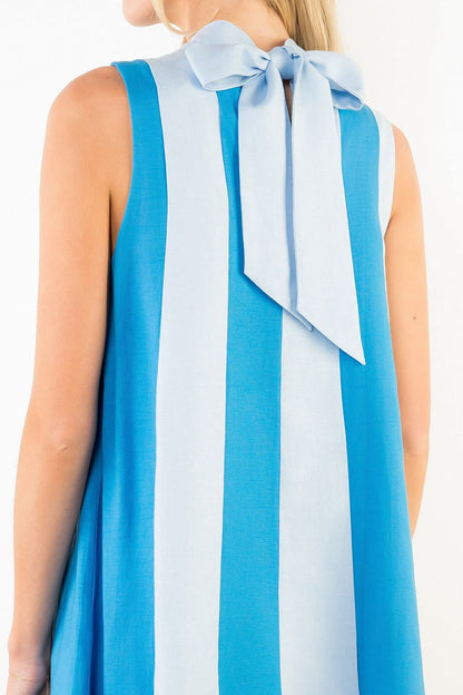 Sleeveless Colorblock Dress - Blue