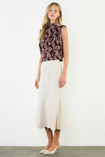 Suede Long Skirt - Cream