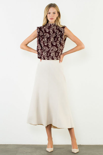 Suede Long Skirt - Cream