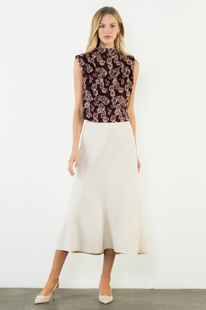 Suede Long Skirt - Cream