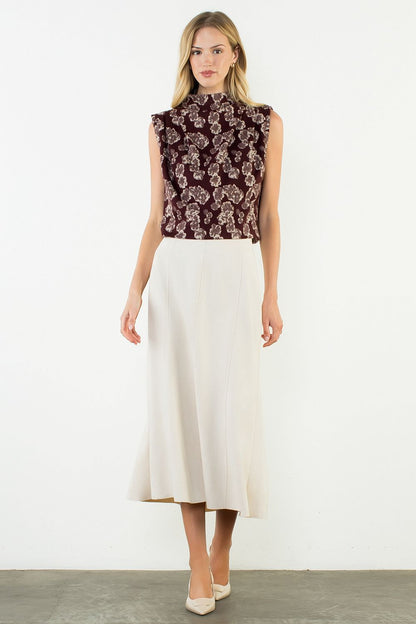 Suede Long Skirt - Cream