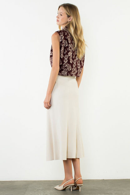Suede Long Skirt - Cream