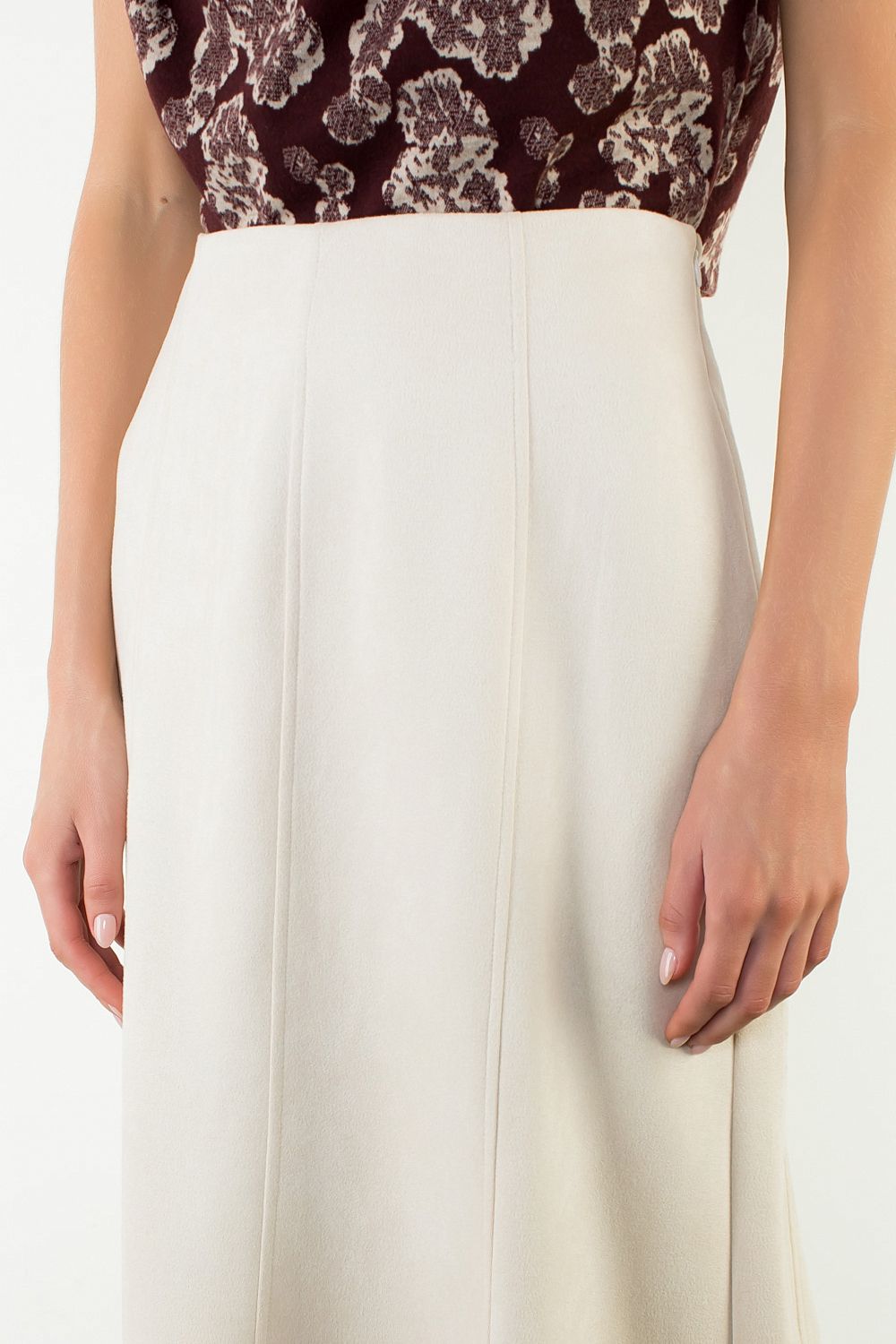 Suede Long Skirt - Cream