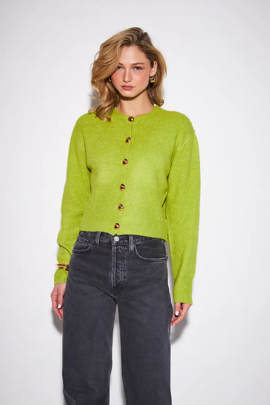 Savannah Cardigan Sweater - Chartreuse