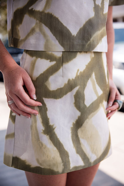 Britt Mini Skirt - Seabreeze Ikat Green
