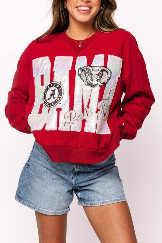 Queen of Sparkles Licensed Alabama Metallic Word With Icons Sweatshirt