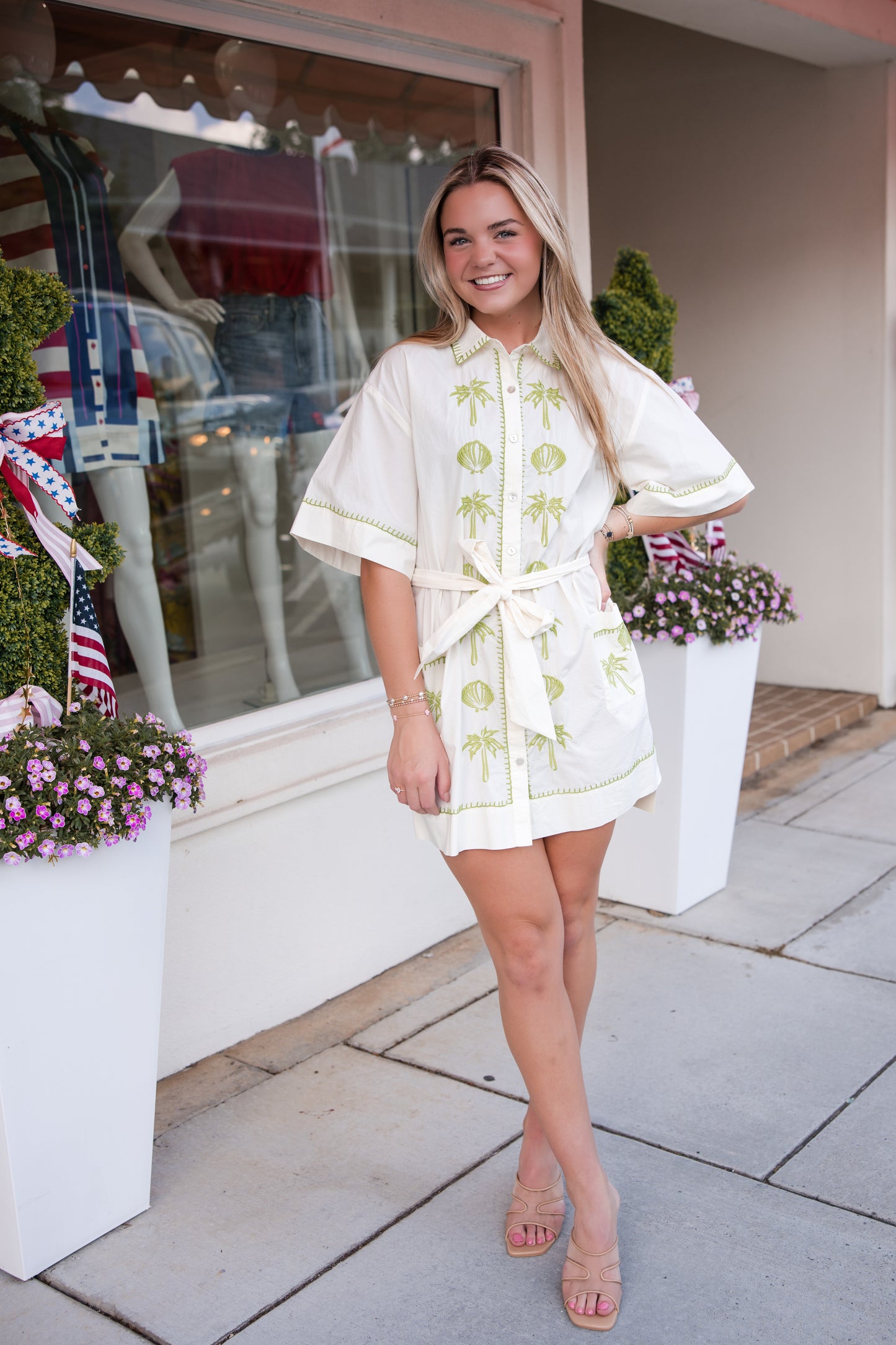 Patricia Shirt Dress - Seashell Embroidery