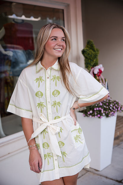 Patricia Shirt Dress - Seashell Embroidery