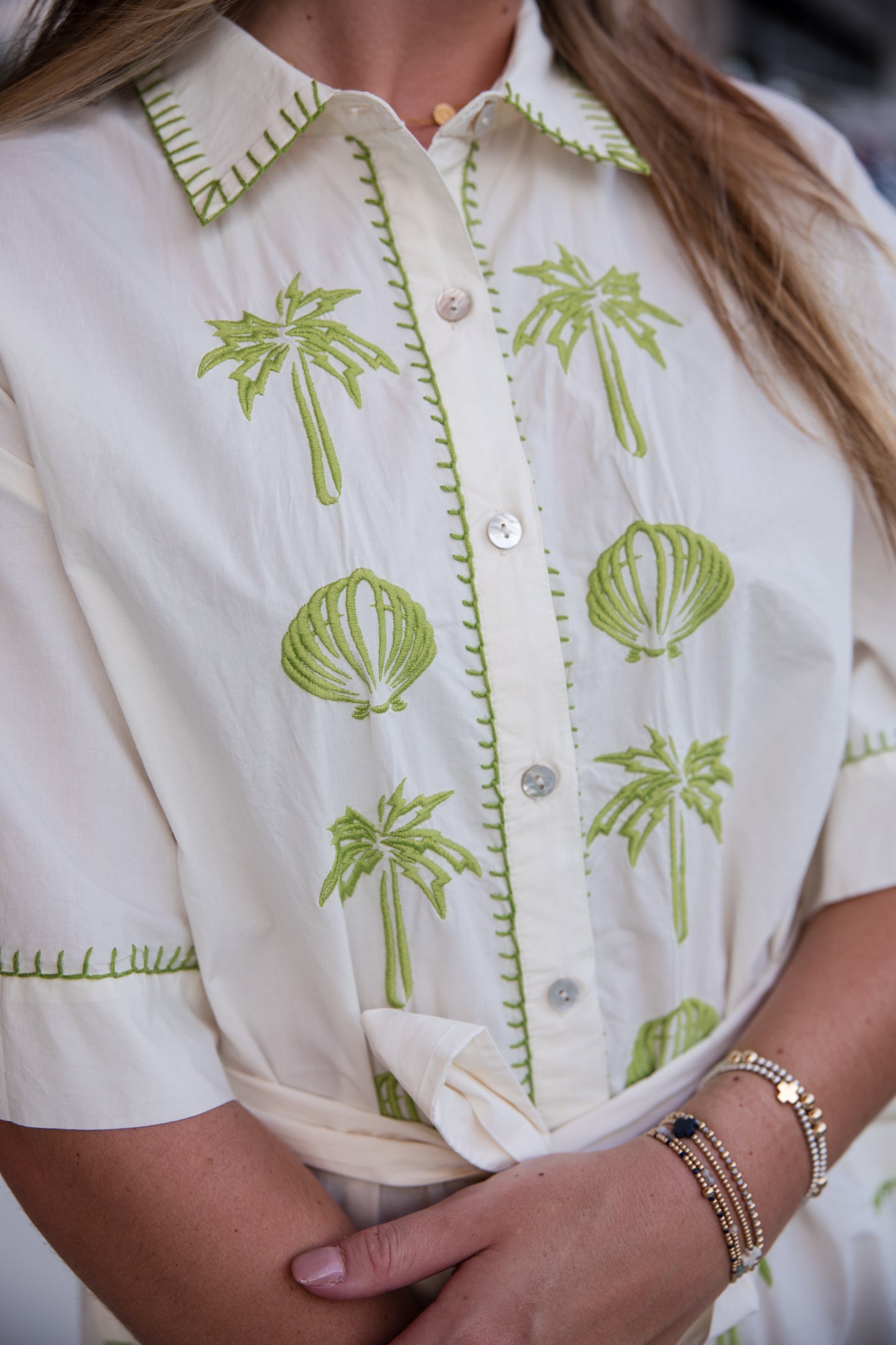 Patricia Shirt Dress - Seashell Embroidery