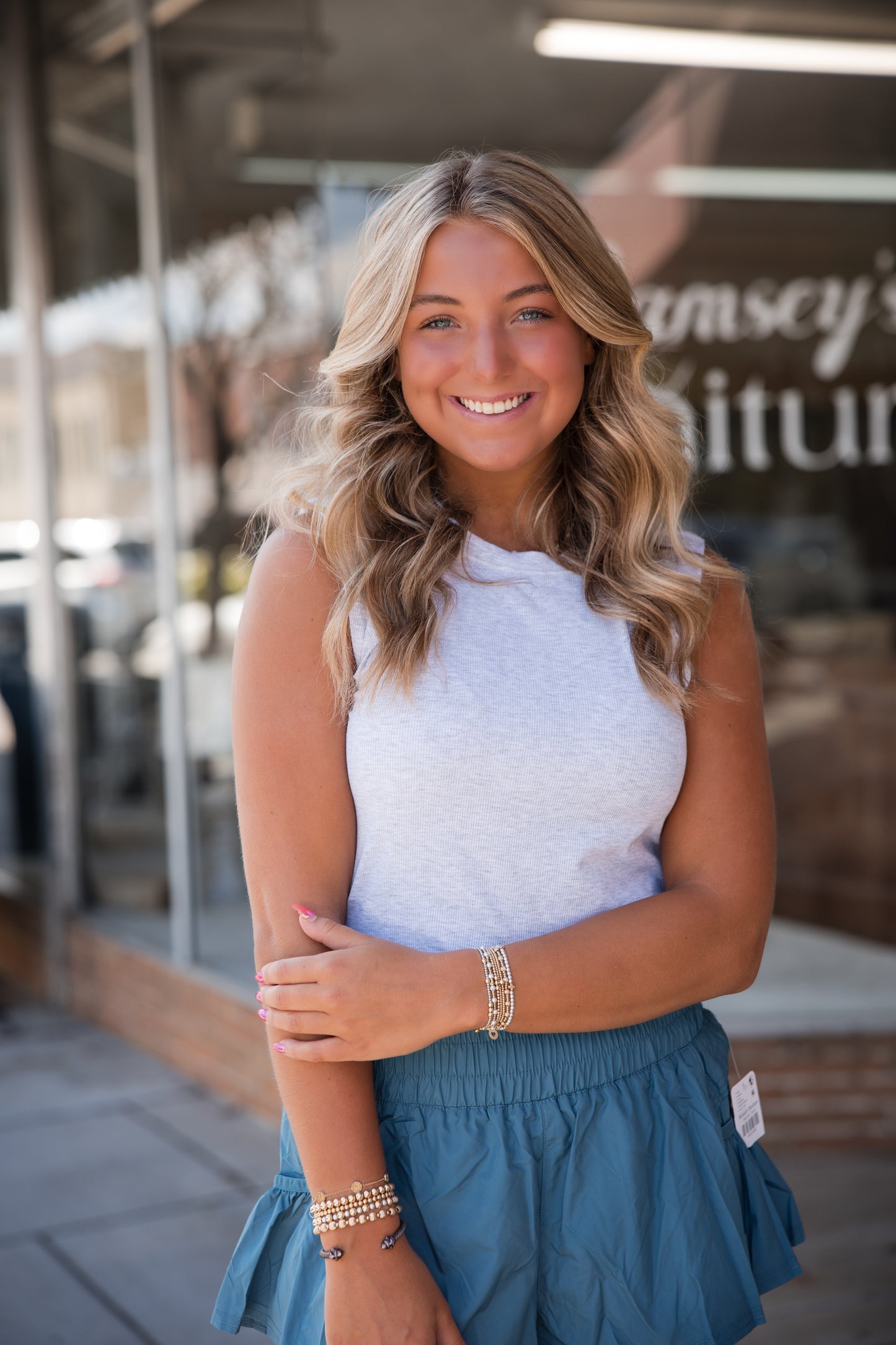 Free People Love My Twist Muscle Tank Top - White Heather Grey