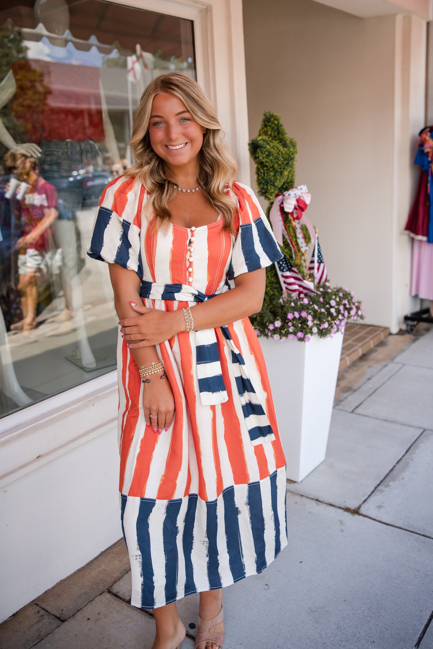 Lucy Dress - Lighthouse Stripe Red