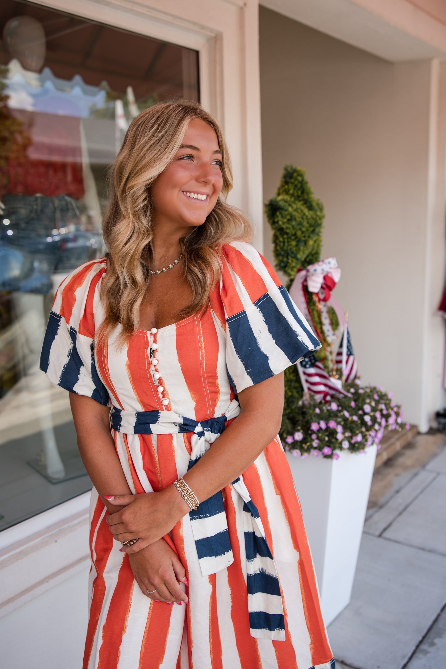 Lucy Dress - Lighthouse Stripe Red
