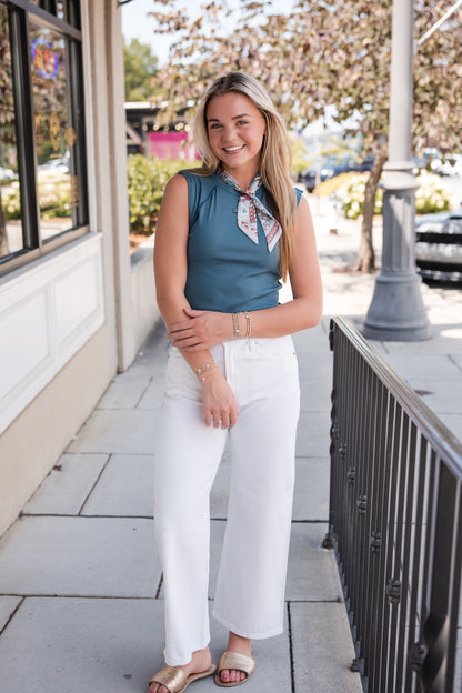 Free People Love My Twist Muscle Tank Top - Riptide