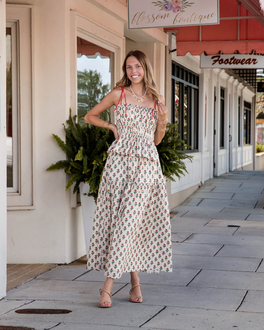 Printed Midi Skirt - Eggshell