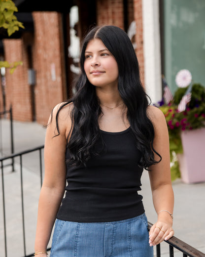 Larisa Scoop Neck Tank Top - Black