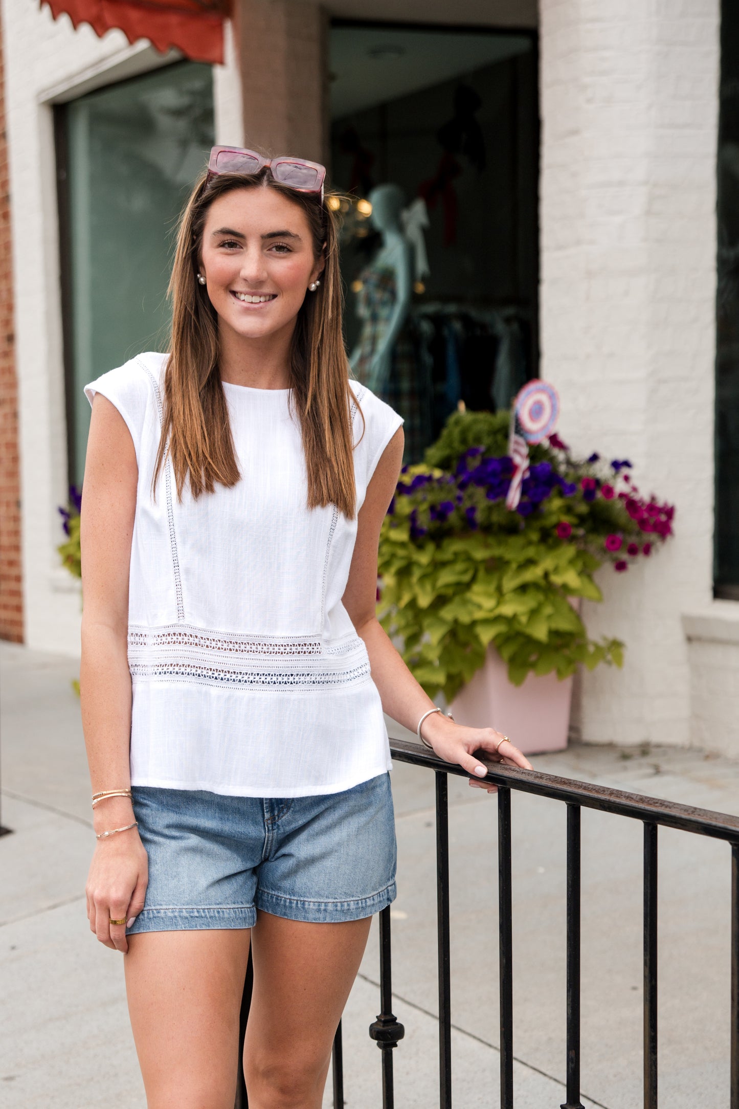 Carly Crochet Lattice Tank Top - White
