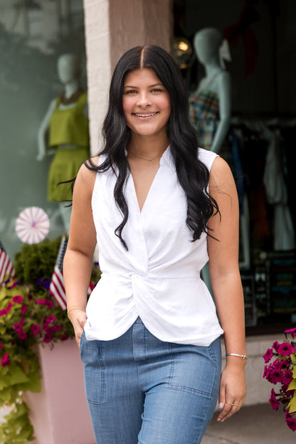 Sara Linen Top - White