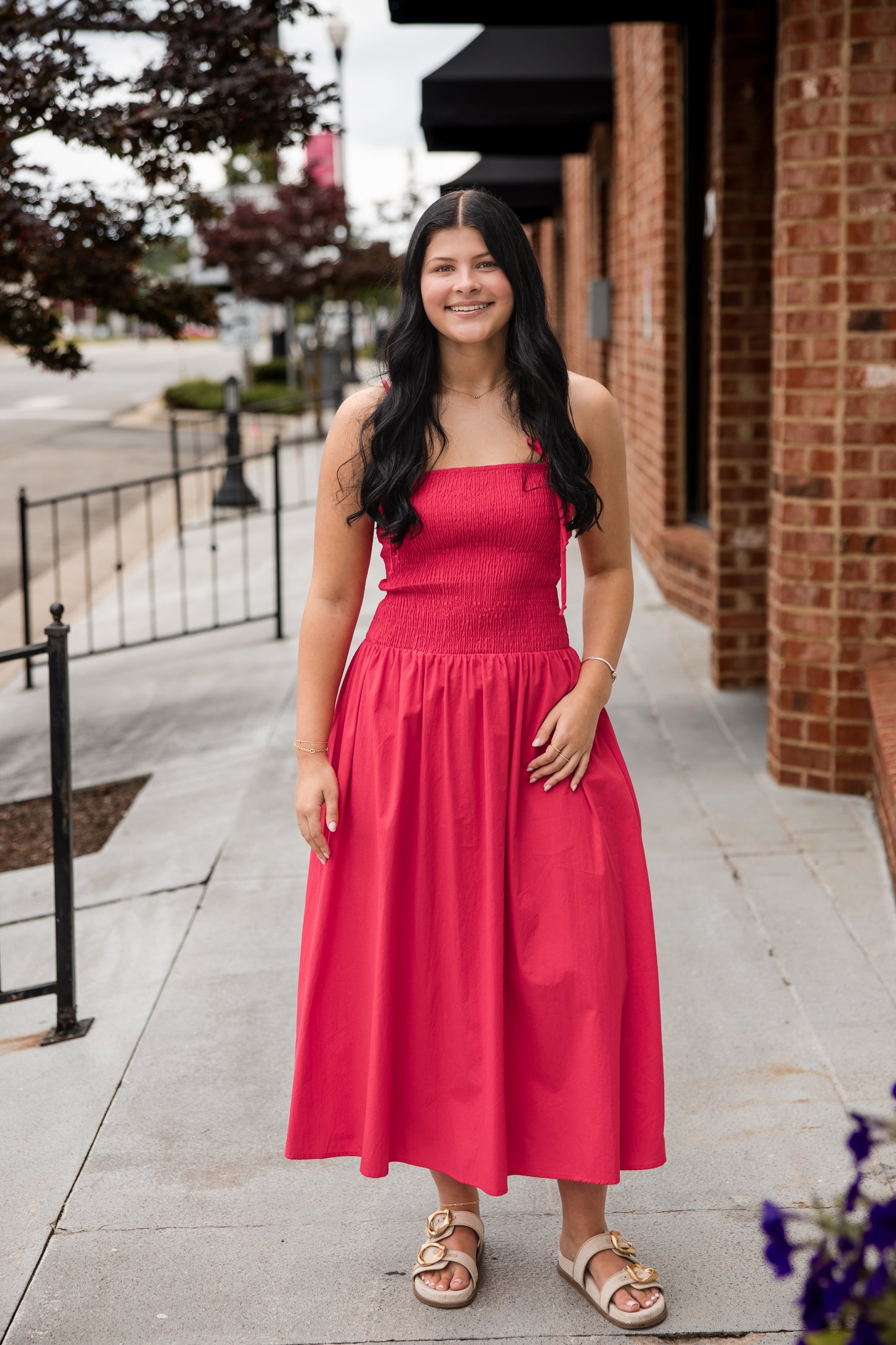 Rouge Smocked Dress - Red