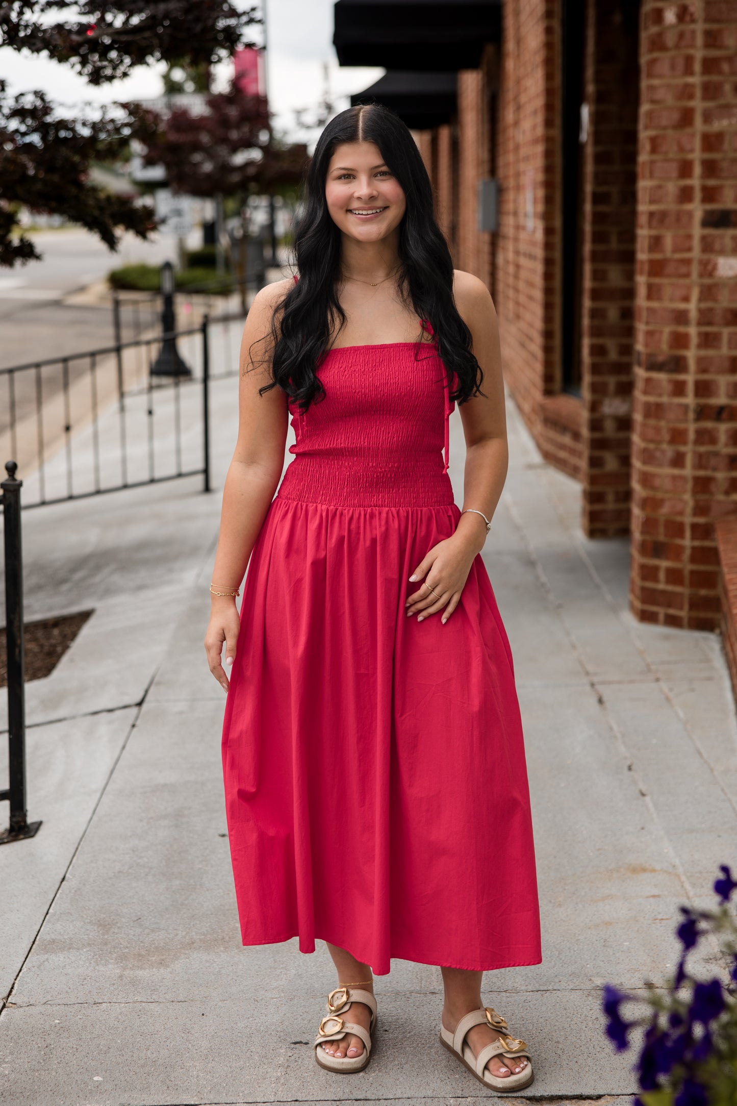 Rouge Smocked Dress - Red