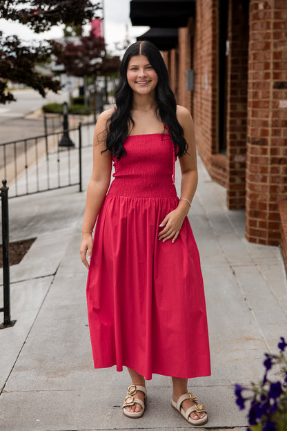 Rouge Smocked Dress - Red