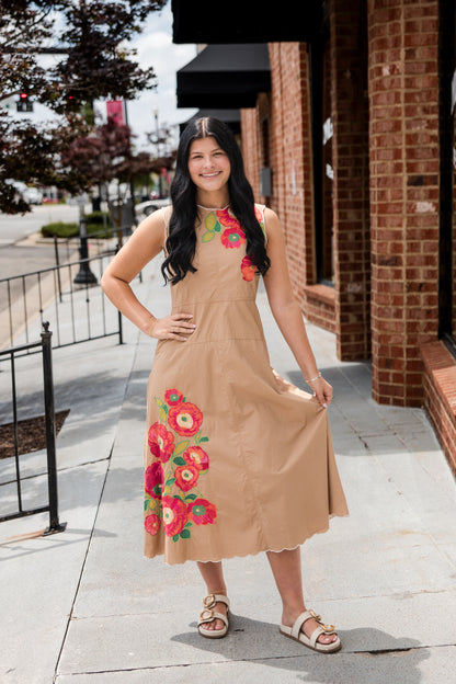Claire Dress - Poppy Patch Iced Coffee
