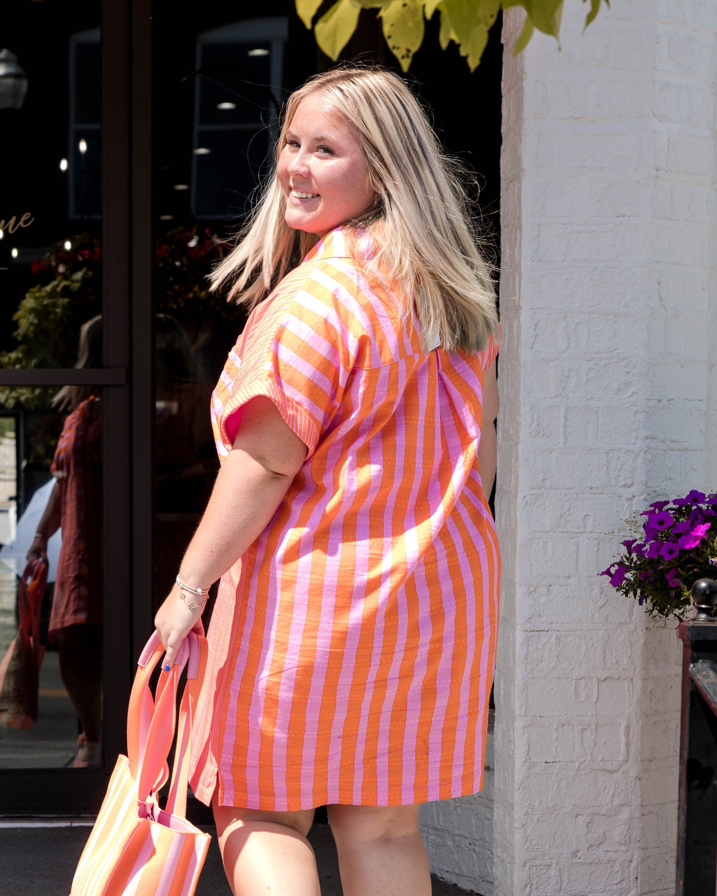 Luna Dress - Coral Pink Stripe