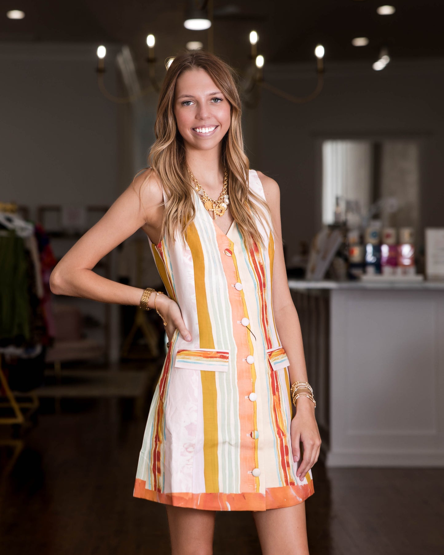 Suni Dress - Abstract Stripe