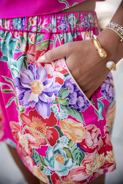 Charlie Shorts - Tulip Tapestry (Pink Glo)