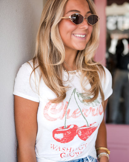 Free People Nova Graphic Tee Shirt - Cherry Combo