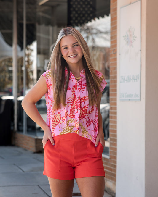 Printed Light Satin Top - Rosebloom Combo