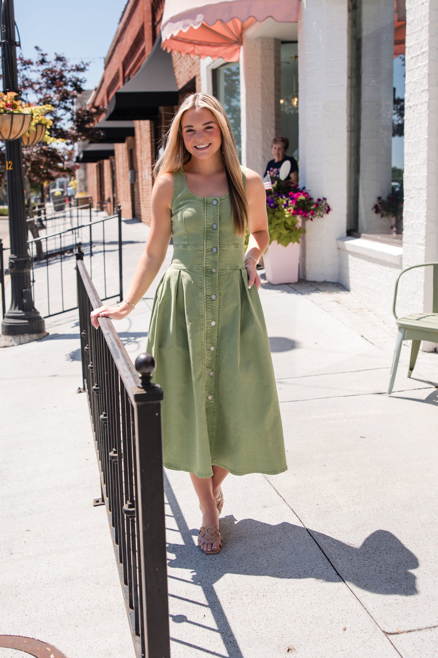 Thompson Dress - Leaf Green Denim