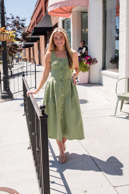 Thompson Dress - Leaf Green Denim