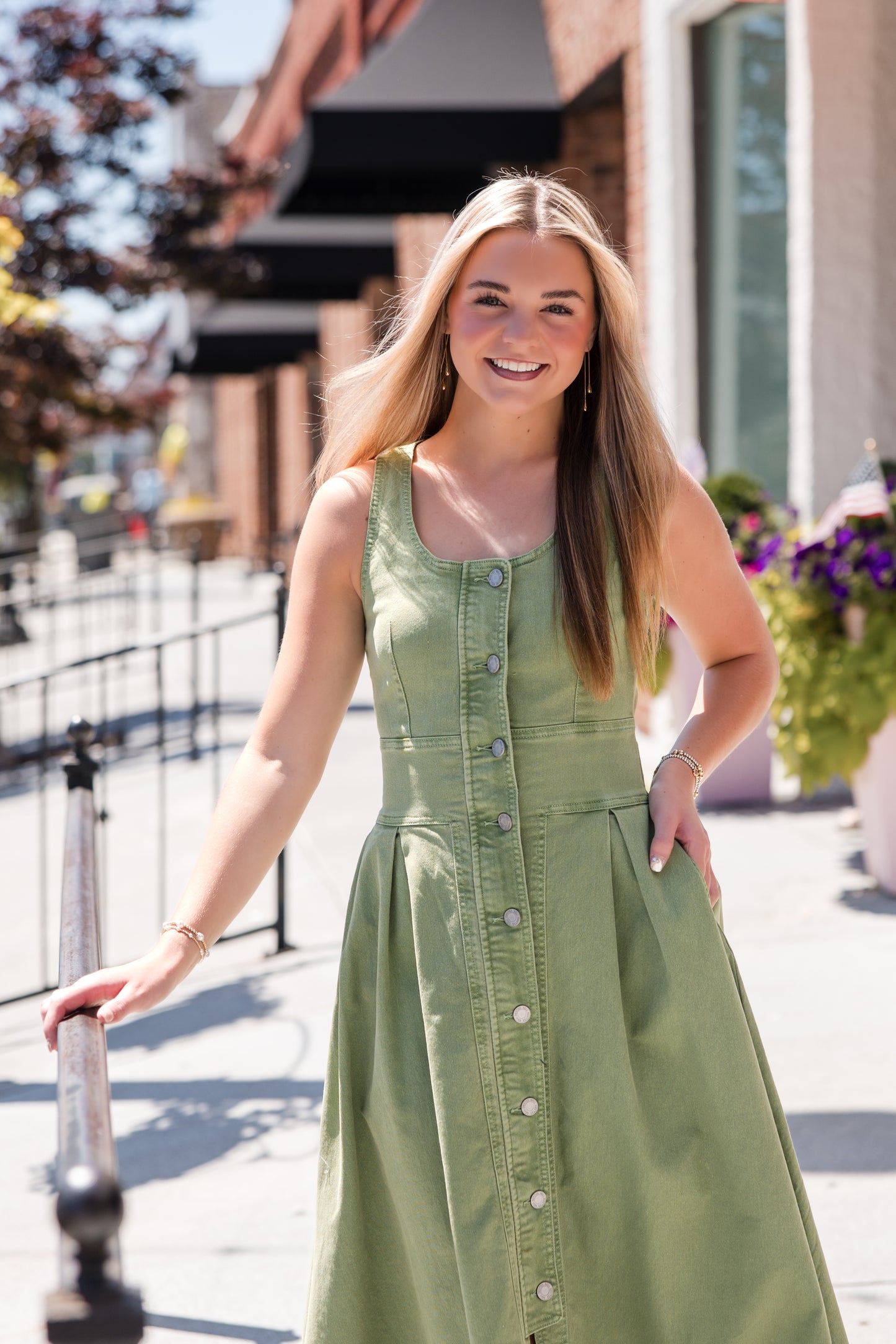 Thompson Dress - Leaf Green Denim