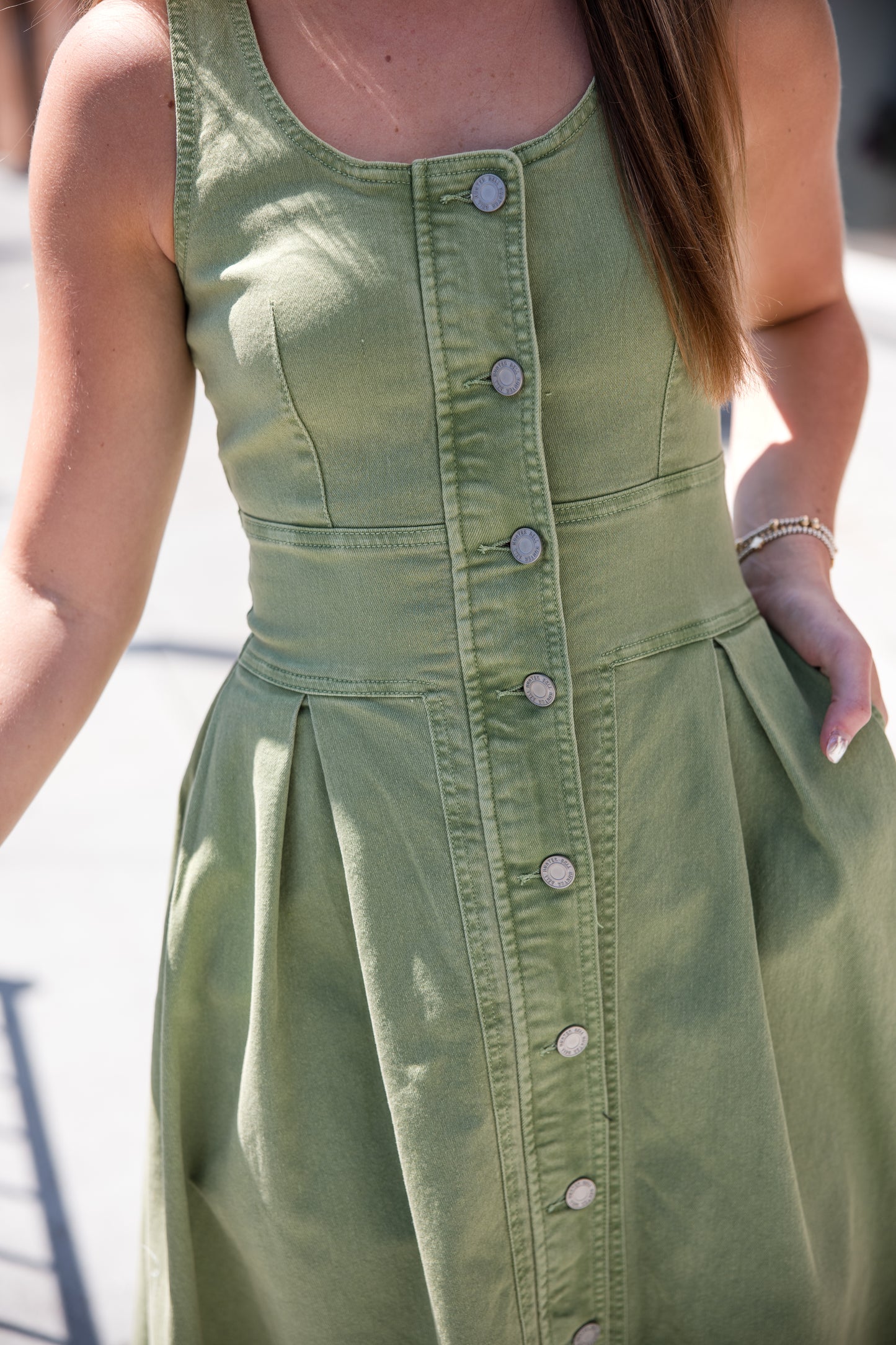 Thompson Dress - Leaf Green Denim