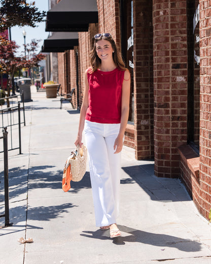 Joanne Sleeveless Crop Top - Tomato
