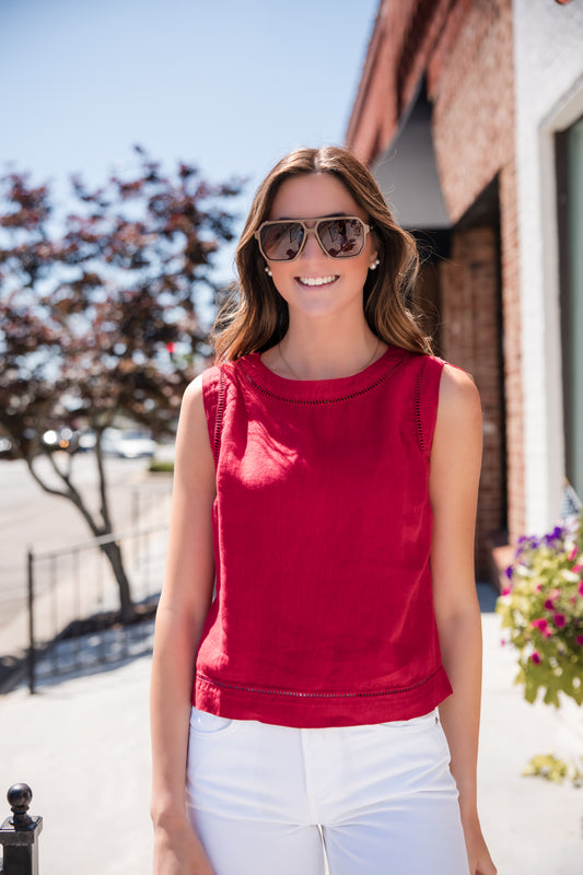 Joanne Sleeveless Crop Top - Tomato