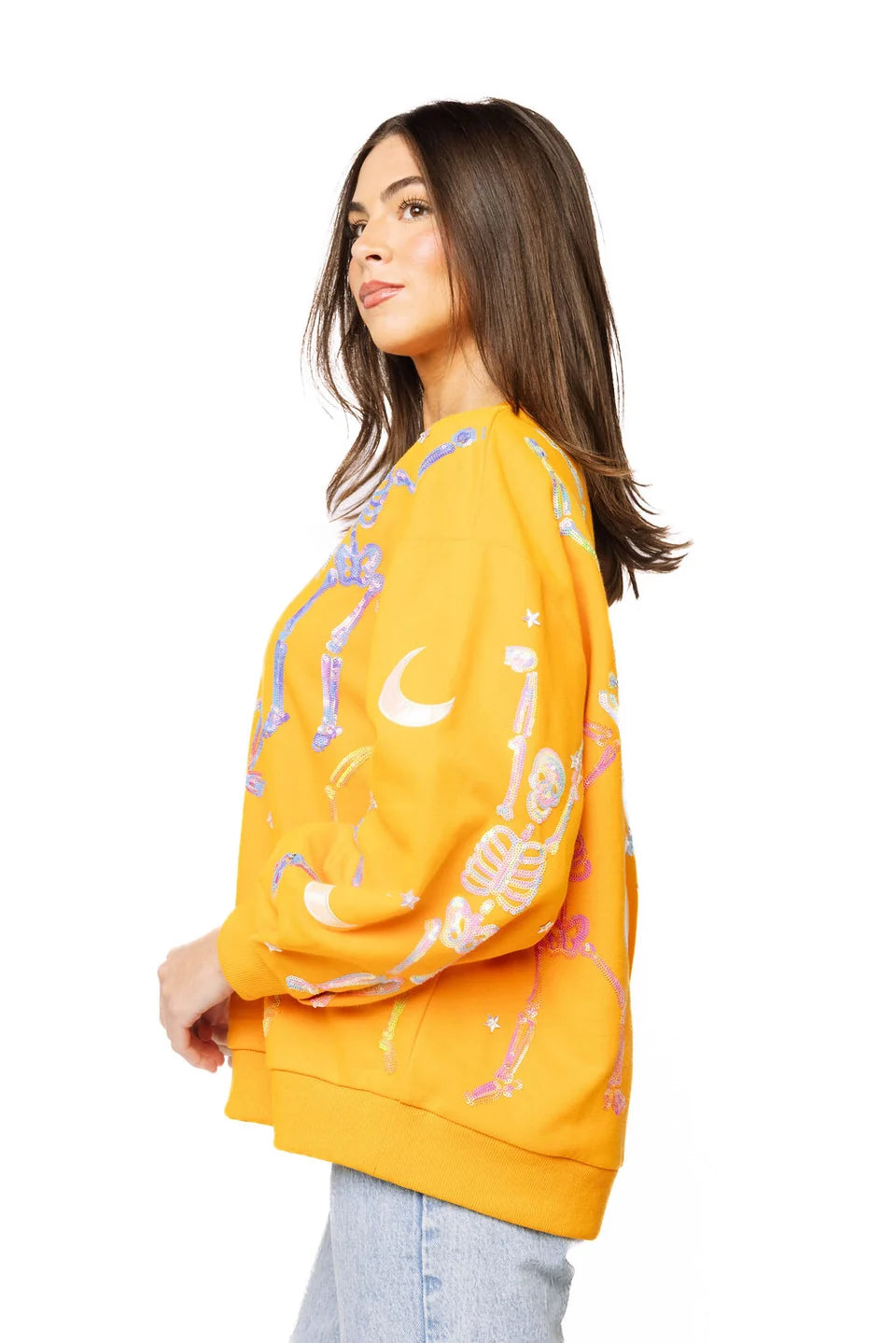 Queen of Sparkles Orange Dancing Skeleton Sweatshirt