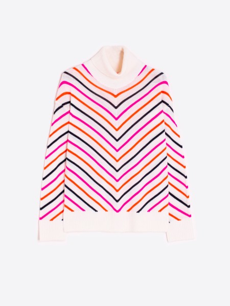 Multi V Stripe Turtleneck Sweater