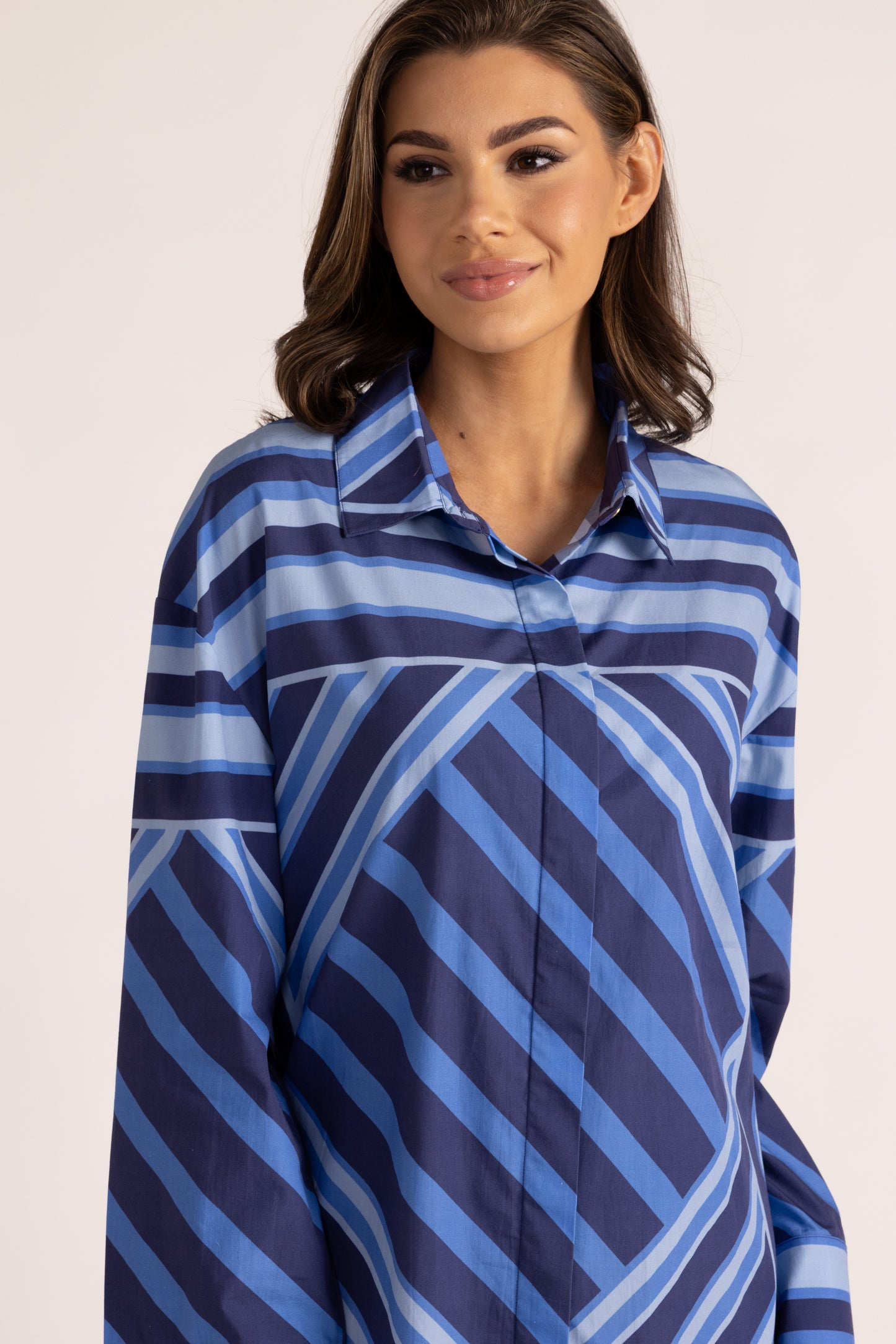 Parker Dress - Blue Geo Stripe