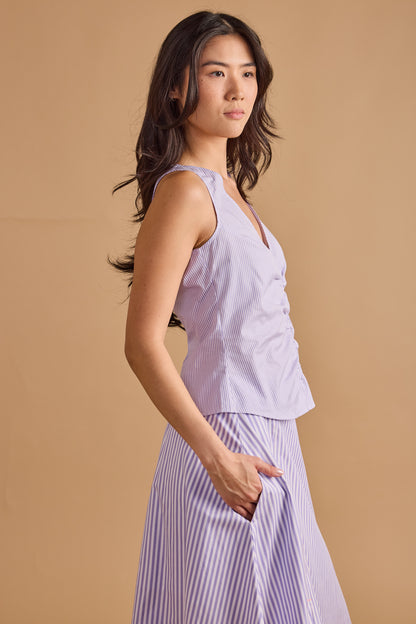 Louanne Top - Lavender Stripe