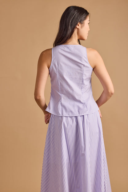 Louanne Top - Lavender Stripe