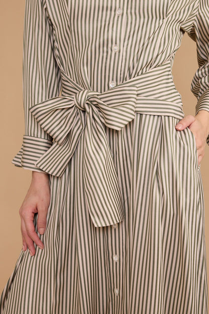 Miles Dress - Olive Grove Stripe