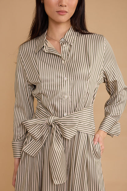Miles Dress - Olive Grove Stripe