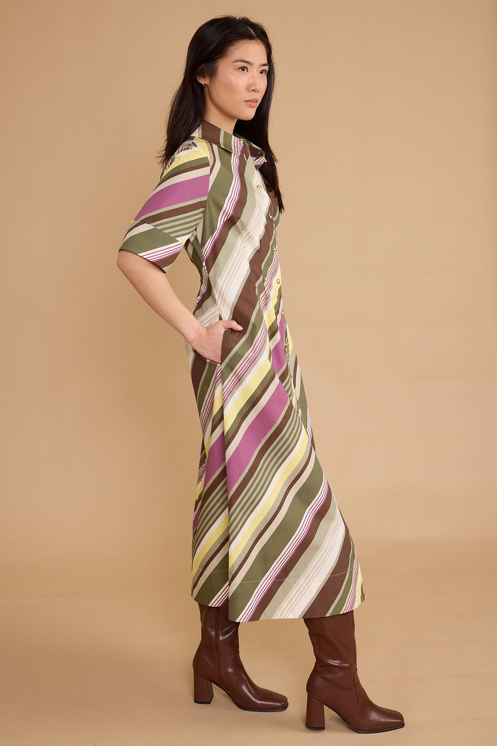 Justine Dress - Vineyard Stripe