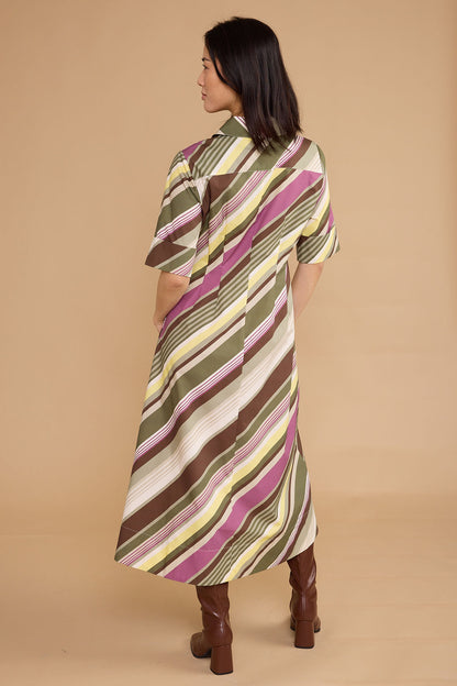 Justine Dress - Vineyard Stripe