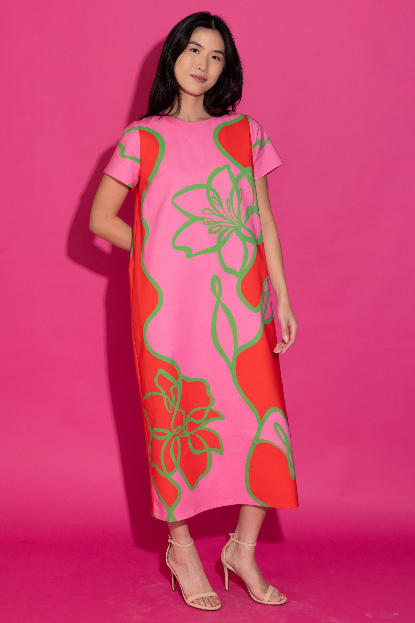Elliot Dress - Fuchsia Outline